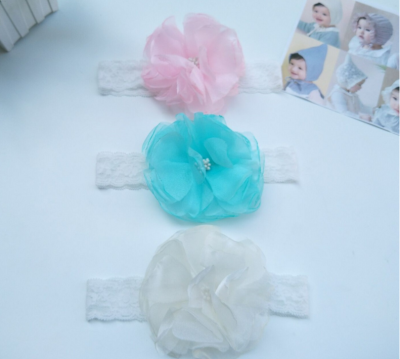 Korean version of the new children hair decoration flower core is burning edge flower headwear lace flower Korea lovely girl headwear wholesale