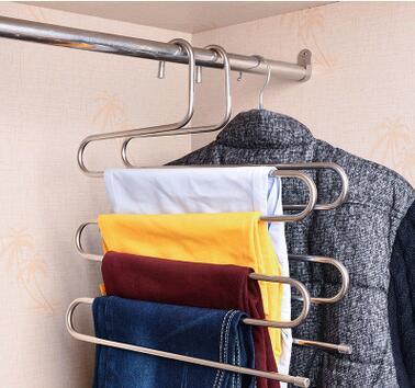 The New stainless steel pants rack creative S - multi - layer pants rack wardrobe storage racks fashion stainless steel pants racks