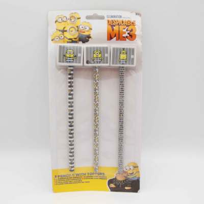 3 pencil with Minions Pattern Thermal transfer erasers set 