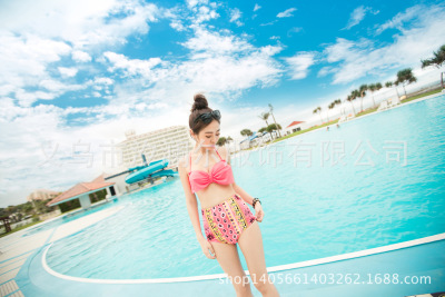 New high waist bikini exclusive hot style Korean version big bow print bikini swimwear manufacturers wholesale