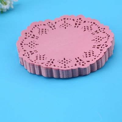 Color flower bottom paper wholesale 4.5 inches round one-time hollowed-out lace paper oil absorption cake pad