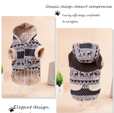 Hot style pet costume snowflake hooded cotton teddy chihuahua bomei dog coat