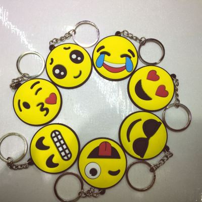 Creative PVC smiley face key chain with large size