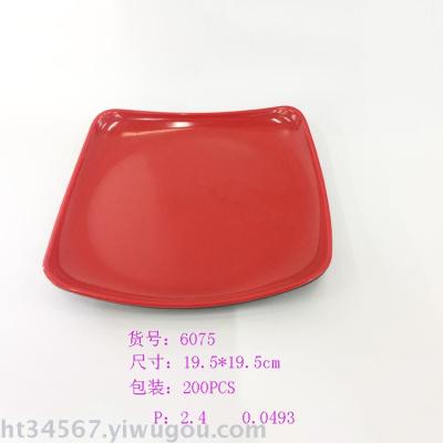 Manufacturer direct sales of melamine red and black square plate imitation porcelain plate.