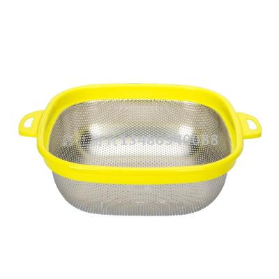 Thicken stainless steel drain pan  the square water basin washing basket household washing rice sieve.