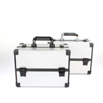 New style clamping lock cosmetic case hand - held double - open aluminum alloy