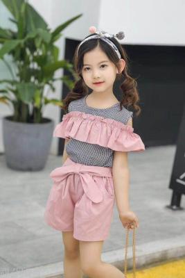 2018 yiwu girl girl summer new middle child short suit girl.