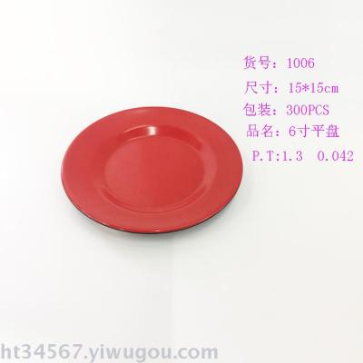 Manufacturer direct selling melamine red black flat disk copy porcelain plate.