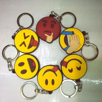 Creative PVC smiley face and two-sided key chain