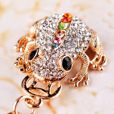 Gold toad car key ring lady bag pendant