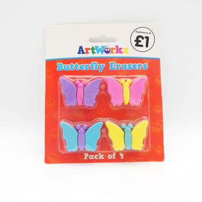 4 butterfly series   erasers set