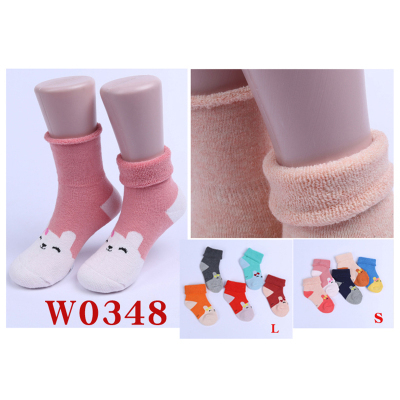 FUGUI FUGUI winter children's mid - tube combed cotton wool hoop socks cartoon socks hat socks