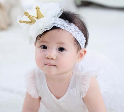 Korean version of crown yarn flower baby hair band baby headdress Korean children hair band manufacturers wholesale