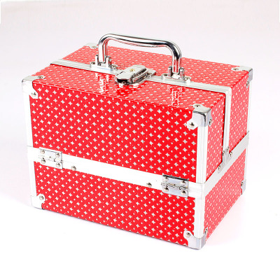Leather double hand cosmetic case bag aluminum alloy cosmetic case