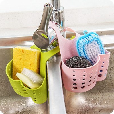 Adjustable button-type faucet multi-purpose receive hanging basket kitchen sink hanging bag