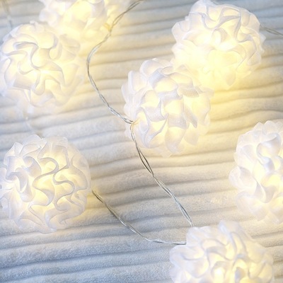 Led battery lamp string white silk flower silk flower pattern flower lamp string room outdoor decorative lamp string