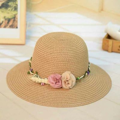 Flower white brim straw hat beach summer 2018 women's Korean version of the new sunhat sunshade hats