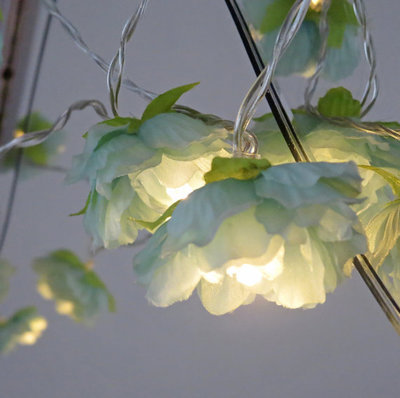 Hand-made creative small silk flower lantern sky blue room decoration small night lamp LED flashing lights