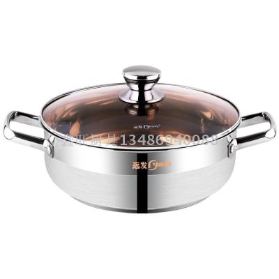 Thickened stainless steel home hot pot large capacity kitchen cooking pot steaming fish pan induction 