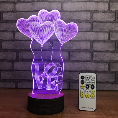 Creative gifts: qixi gift lamp, love balloon, remote control lamp, nightlight bedroom bedside table lamp