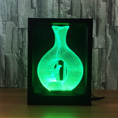 Vase photo frame 3d creative lamp acrylic lamp seven-color remote touch creative product led lamp night light