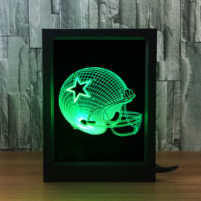 NFL olive hat Dallas Cowboys photo frame 3D lamp seven-color remote touch gift night light 451