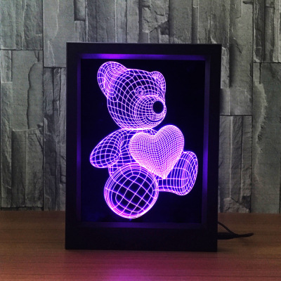 Corduroy 3d led creative light photo frame 3d lamp seven-color remote touch gift atmosphere lamp small night light