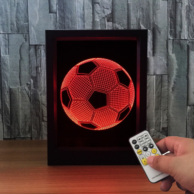 2018 new foreign trade football new unique creative led photo frame night light touch remote control 3D small lamp