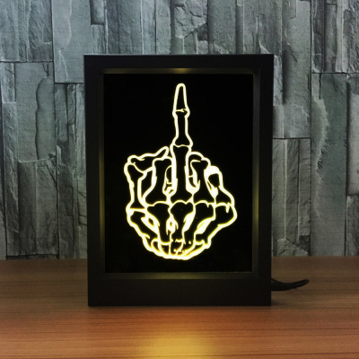 New middle finger 3d acrylic photo frame lamp 7color remote touch creative night light gift lamp 405