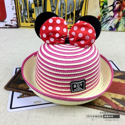 Factory direct sale Korea edition new style children hat spring summer bowknot lovely girl gift hat roll edge basin hat