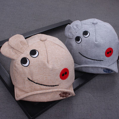 Spring and summer new style baby 100 take baseball cap boys and girls cartoon cotton flat cap 0-3 baby fashion hats