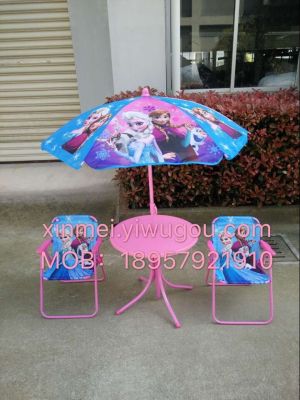 Children's desks and chairs, cartoon outdoor four-piece sets, table chairs with umbrellas, table and chair sets