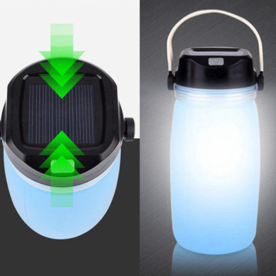 Waterproof Silicone Outdoor Foldable Water Bottle for Camping with LED Light, Solar Power or USB Rechargeable Light