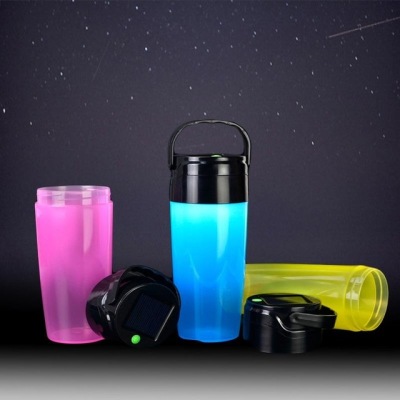 LumiParty Outdoor Portable Waterproof Silicone Water Bottle with LED Solar Power Light for Camping