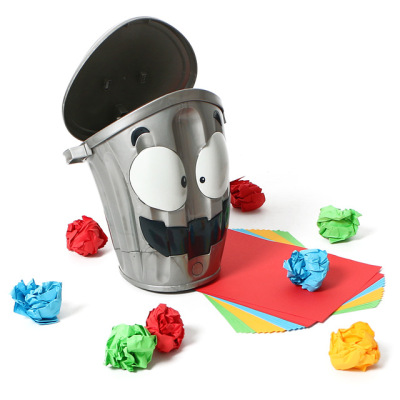 Loony funny electronic bin toy Indoor Competitive throwing paper balls into the moving Trash Can toy for kids and adult