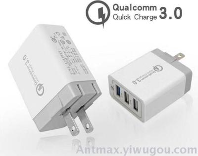 Qualcomm authentication 3.0 scheme quick charge mobile phone charger 3USB
