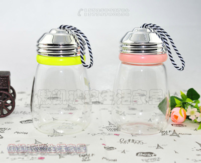 Direct sale high borosilicate high transparent glass tea cup creative bottle with lid fruit cup lemon portable cup