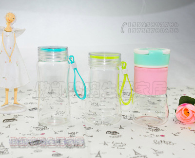 High borosilicate High transparent glass tea cup with lid creative bottle fruit cup lemon portable cup