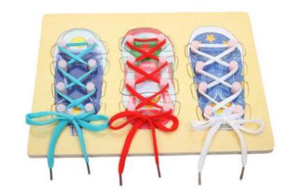 Children early education wooden tie shoelace puzzle 3