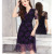 Lady in the elderly large size mother fitted with women's summer lace round neck dress