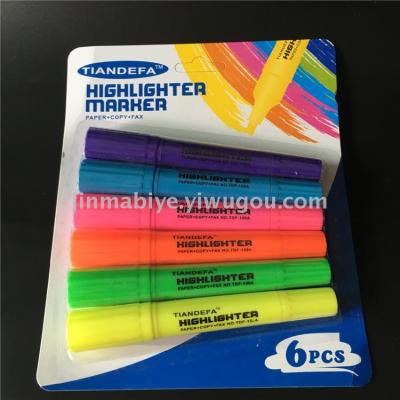 Large fluorescent pen double color marker pen 4-color 6 color CARDS package mixed color box