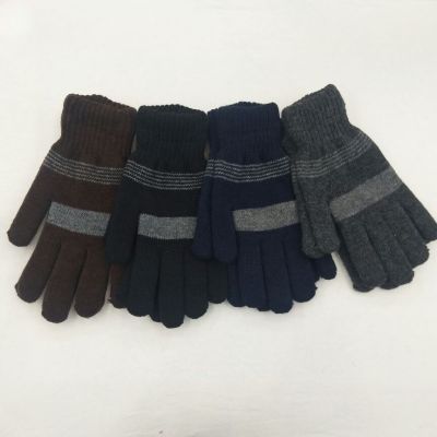 Gloves double warm striped knitted Gloves