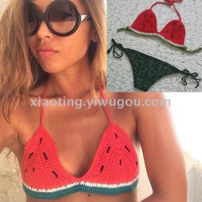 Bikini foreign trade new sexy hand crocheted women's two-piece swimsuit European and American fashion swimsuit manufacturers direct sales