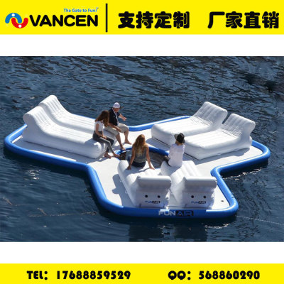 2018 new customized export summer inflatable water leisure chair platform water floating platform water amusement toys