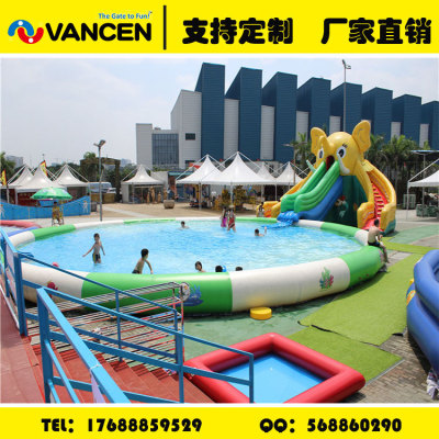 2018 new model manufacturer customized outdoor inflatable swimming pool PVC children's paradise pool slide combination 