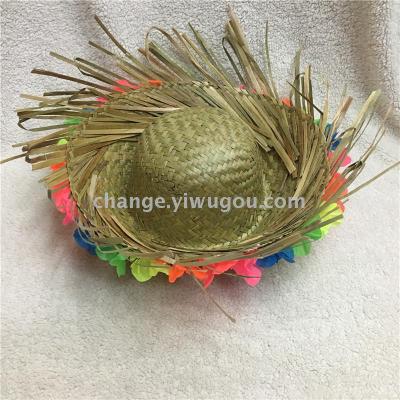 Half-Lip-Locked Sunflower Grass Hat Garland Straw Hat Hawaiian Style Hat Chicken Nest