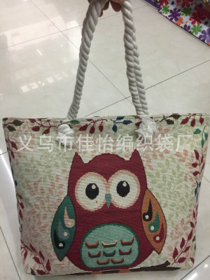 Wholesale printing fashion canvas double-layer bags hand-carried leather bags