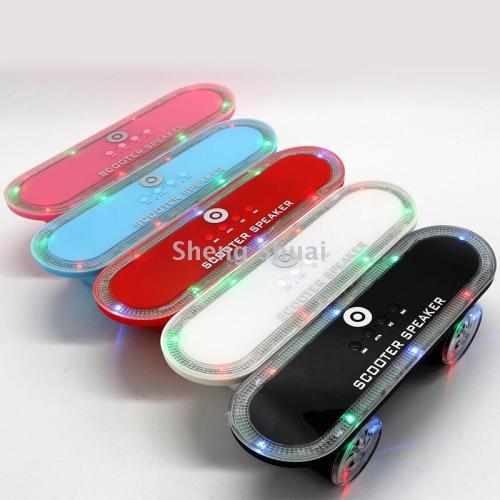 led colorful glowing flashing light scooter bluetooth speaker wireless subwoofer plug-in card bluetooth audio