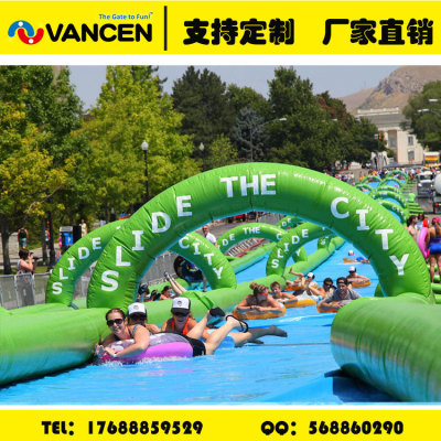 PVC outdoor inflatable urban slideway adult inflatable watercourse water park city slide customized wholesale