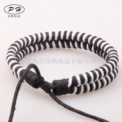 Lovers hand chain leather rope braided hand rope